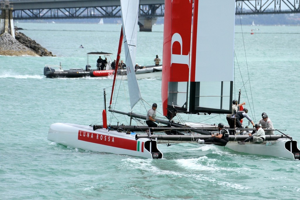 Luna Rossa and Emirates Team NZ - Practice Racing, Waitemata Harbour © Richard Gladwell www.photosport.co.nz